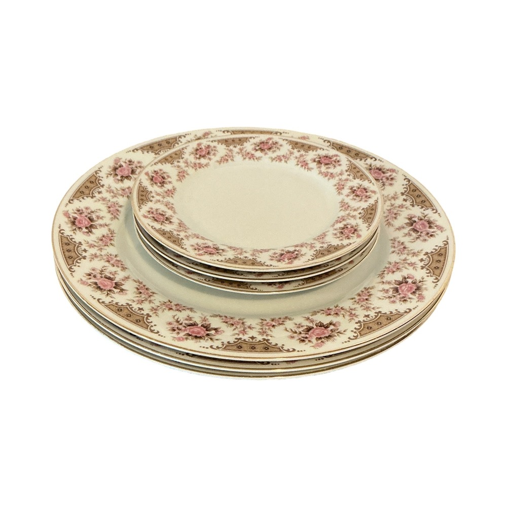 Arlen Fine China Claridge 5002 Pink Rose Floral Plate Set of 6 Japan Vintage